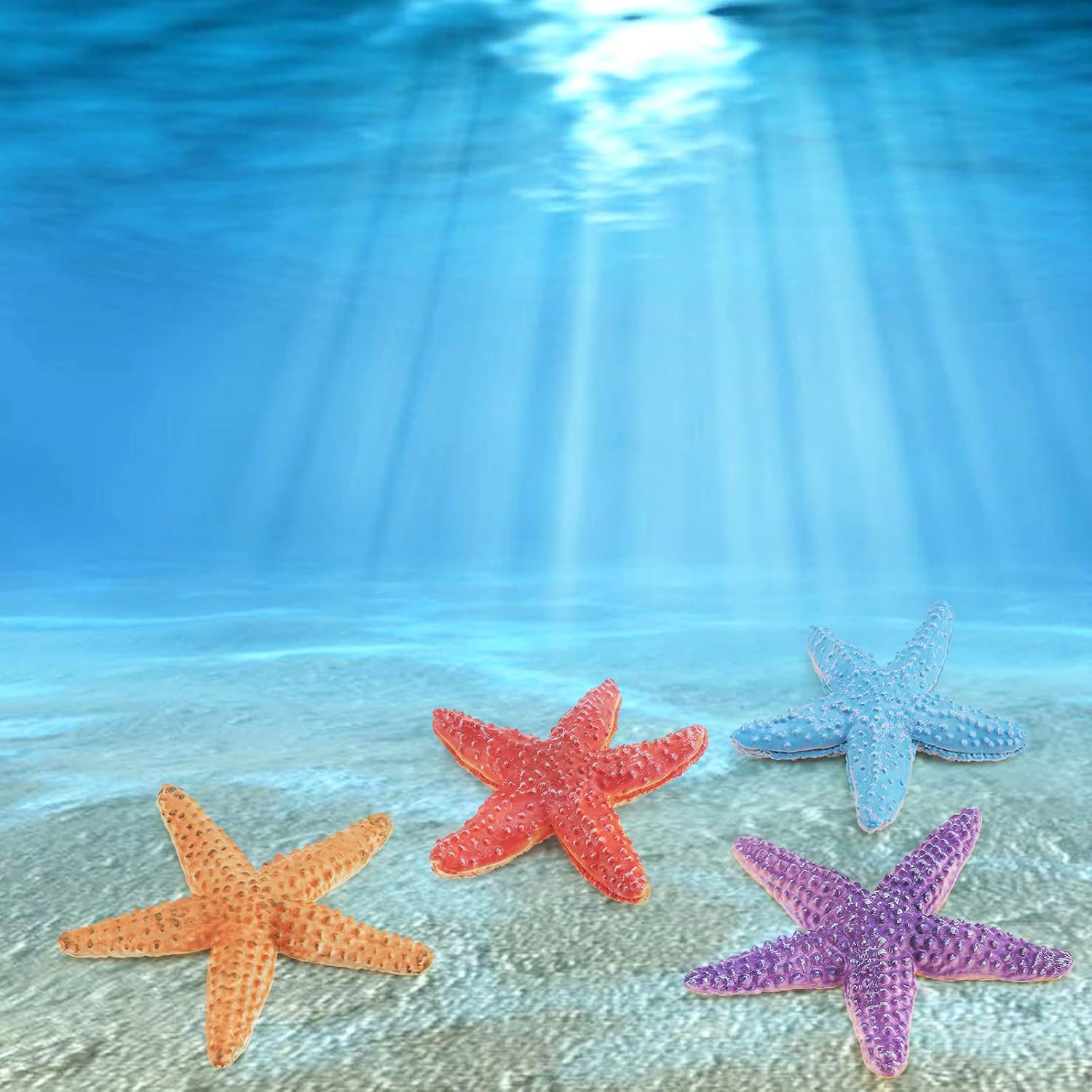 Starfish for Crafts 4PCS 3 Inch Starfish Decor Ornaments for Wedding Party Christmas Home Crafts Seashells for Kids Toddler Sea Shells Sea Star Figure for Collectible