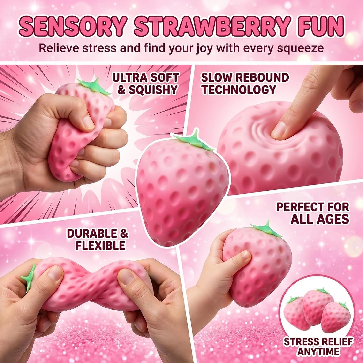 Colour Changing Strawberry Squishy - Stress Toy -3