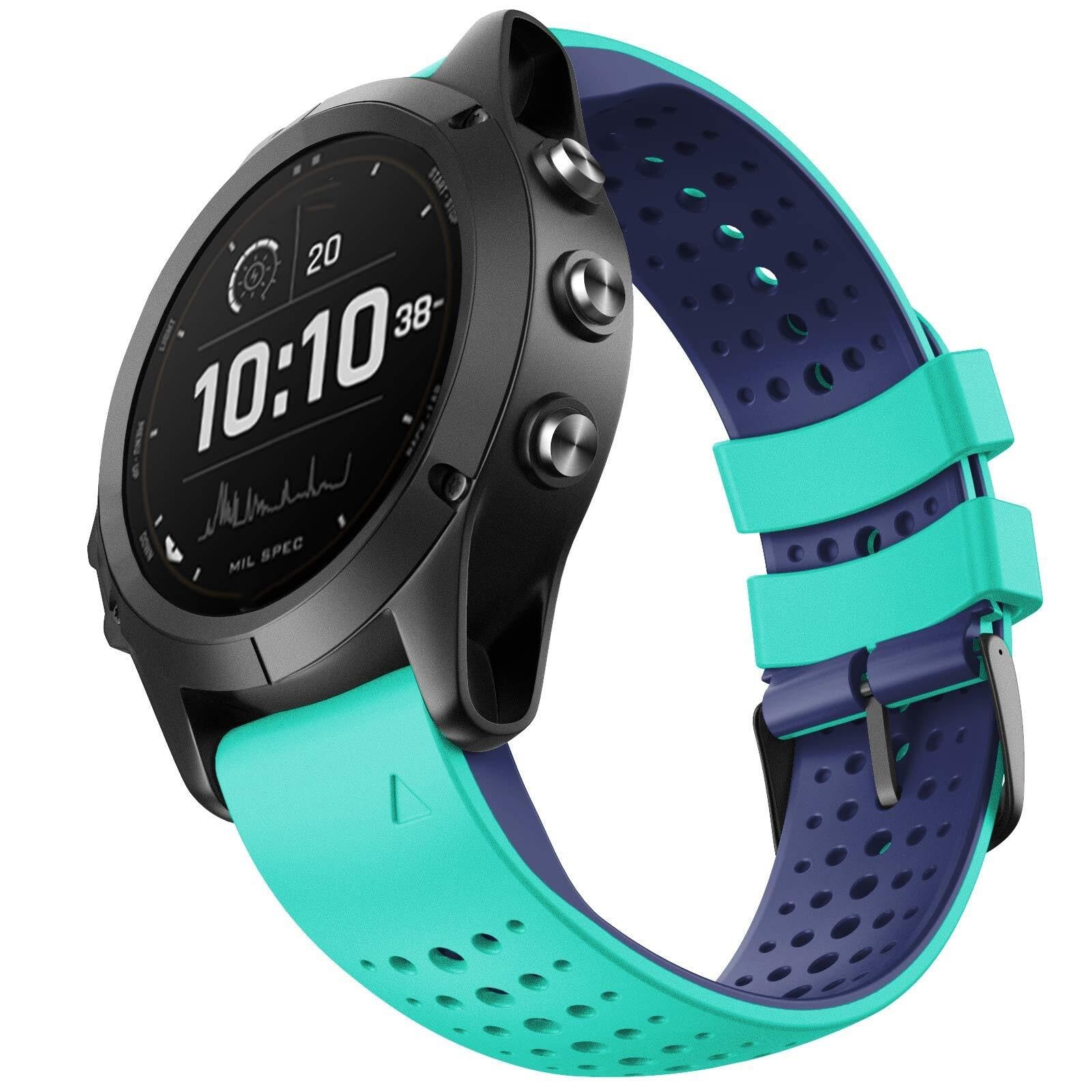 RORFFK 22mm Silicone Watch Band for Garmin Fenix 6, 7, 8 Sapphire, 6 Solar, 5 Plus, 4, Forerunner 935, 945, 955, 965 Watch Band(Green Mint)