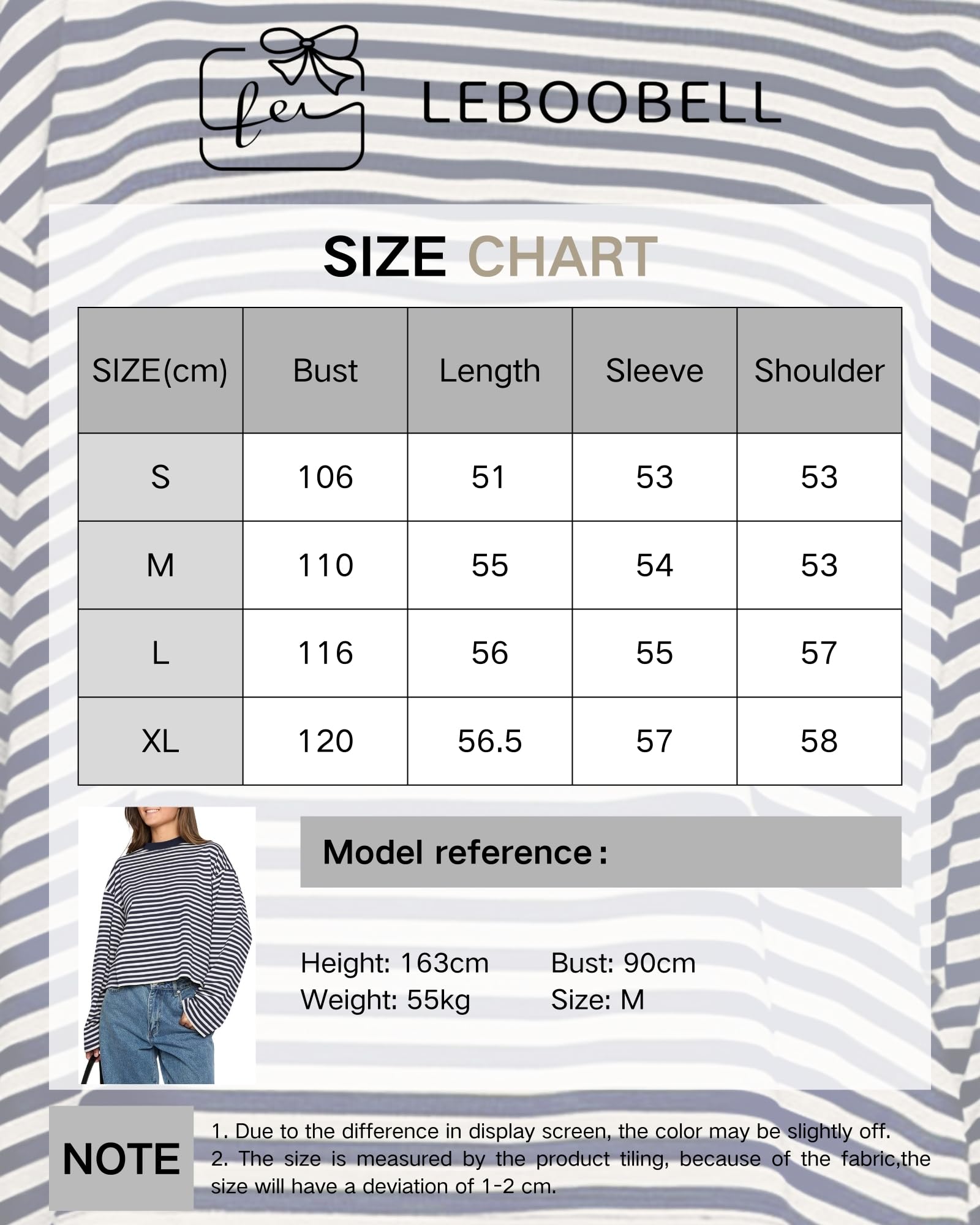 LEBOOBELL Femme Manches Longues à Rayures T-Shirt Pull à col Rond Sweatshirt Ample décontracté pour Printemps été - 5