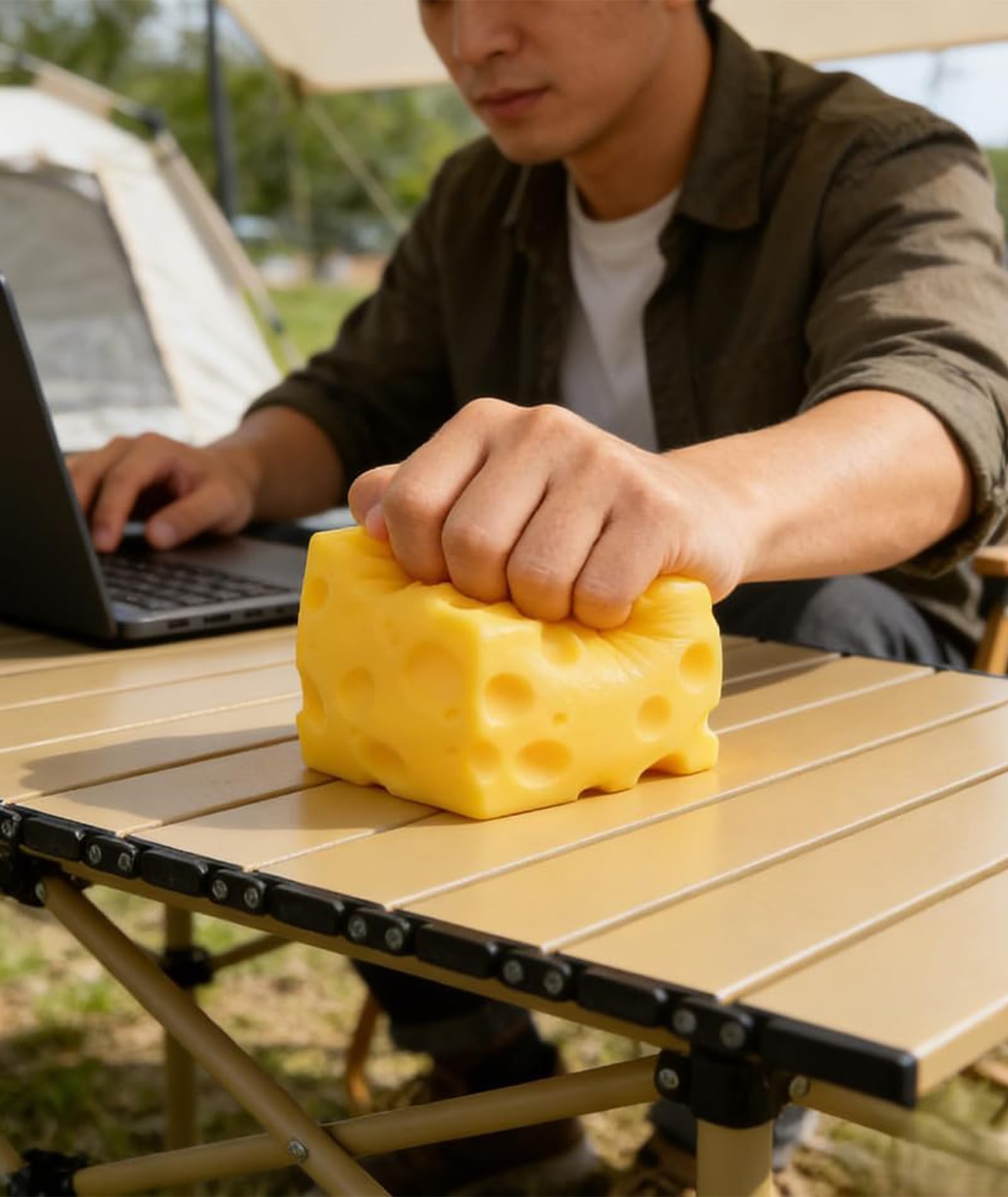10×10cmCheese Squishy, Butter Squishy, Dumpling Squishy, Hand Relaxation Tool for Stress Relief During Work and Study, Yellow Cheese Themed Stress Relief Tool 3