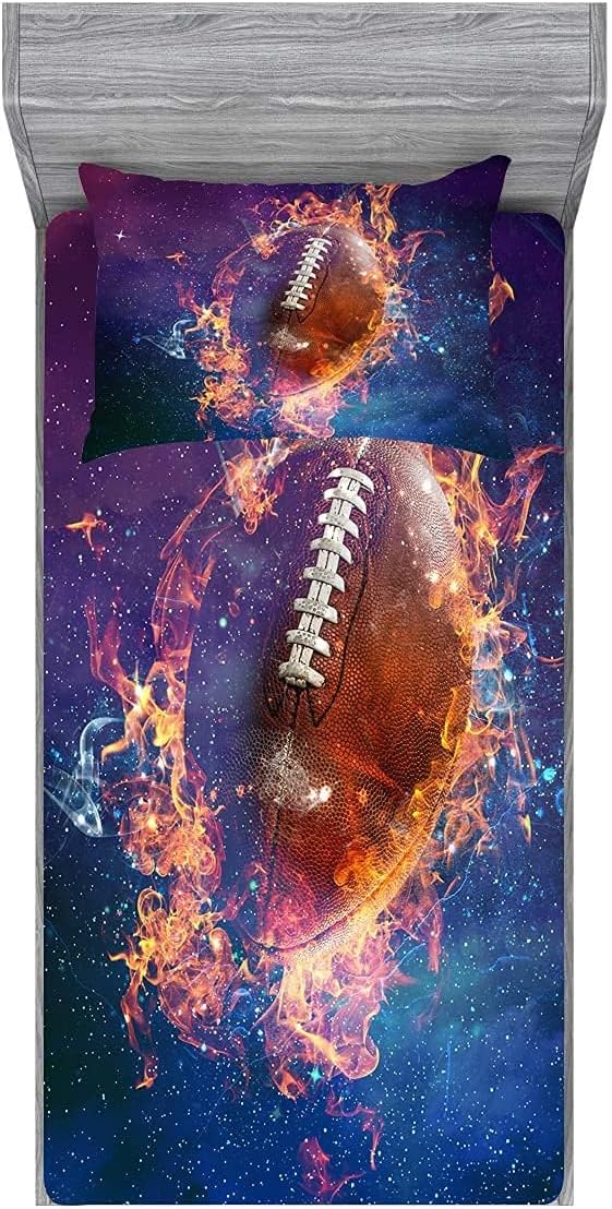 Sports Football Rugby Sheet Sets Twin Size - 2PC Universe Galaxy Football Boys Fitted Sheet（Fitted Sheet*1 Pillowcases*1） - Image 3