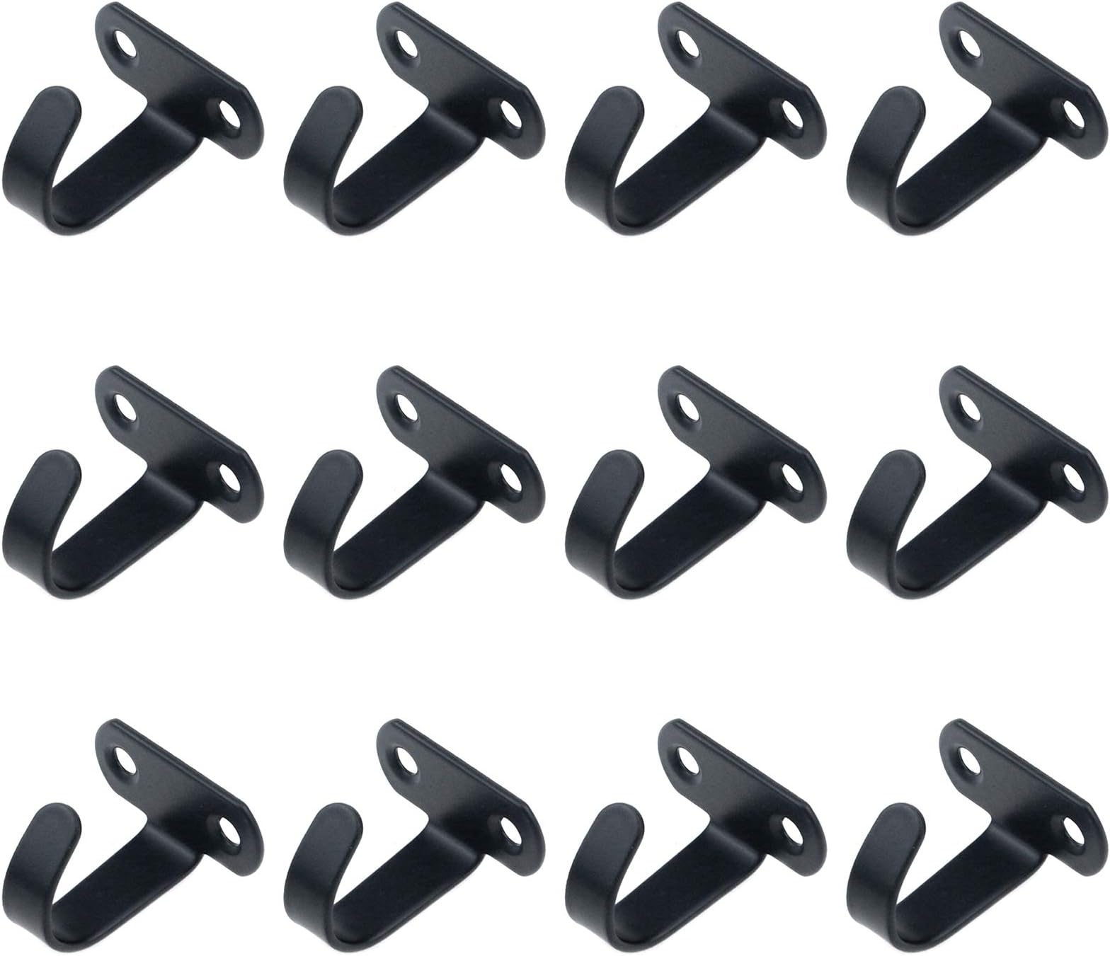 Antrader12-Pack Stainless Steel Screws Mount Ceiling Hooks, Under-Shelf Coat Hook, Towel/Robe Clothes Hook Hanger for Bathroom Kitchen Cabinet, Black