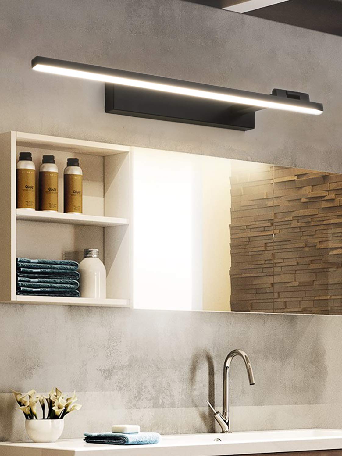 Lampe miroir salle bain, lumières miroir LED pour lampe miroir courtoisie chambre à coucher, panneau LED intégré, applique murale d'armoire, éclairage maquillage, blanc neutre 4000K