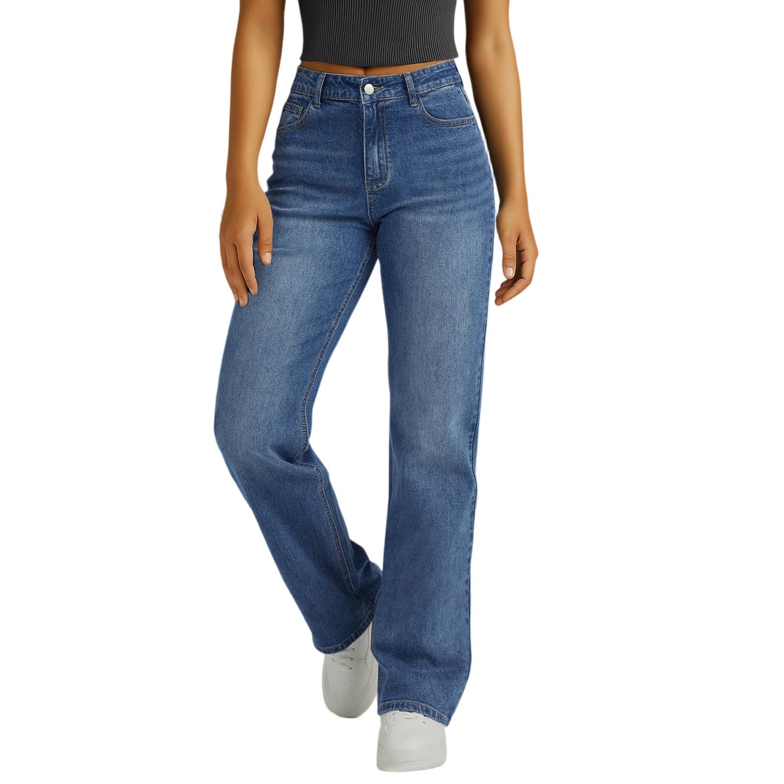 High Waisted Wide Leg Jeans for Women Cinch Baggy Jeans Y2k Cute Plus Size Wide Leg Jean Stretchy Distressed Mom Jean High Rise Loose Bootcut Pants