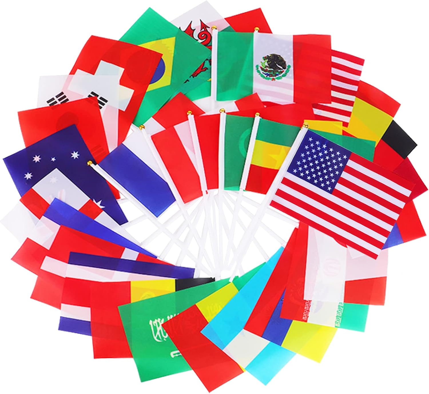 Buy 32 Countries International World Stick Flags,Hand Held Small Mini