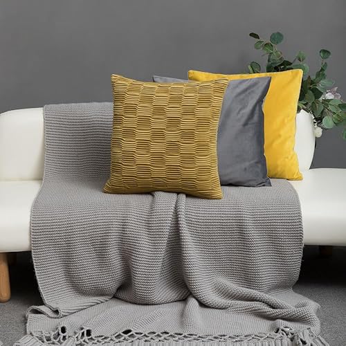 Miniatura 5 de JWH Funda de almohada de terciopelo decorativa a cuadros geométricos, funda de almohada suave hecha a mano para automóvil, cama, dormitorio, sofá,