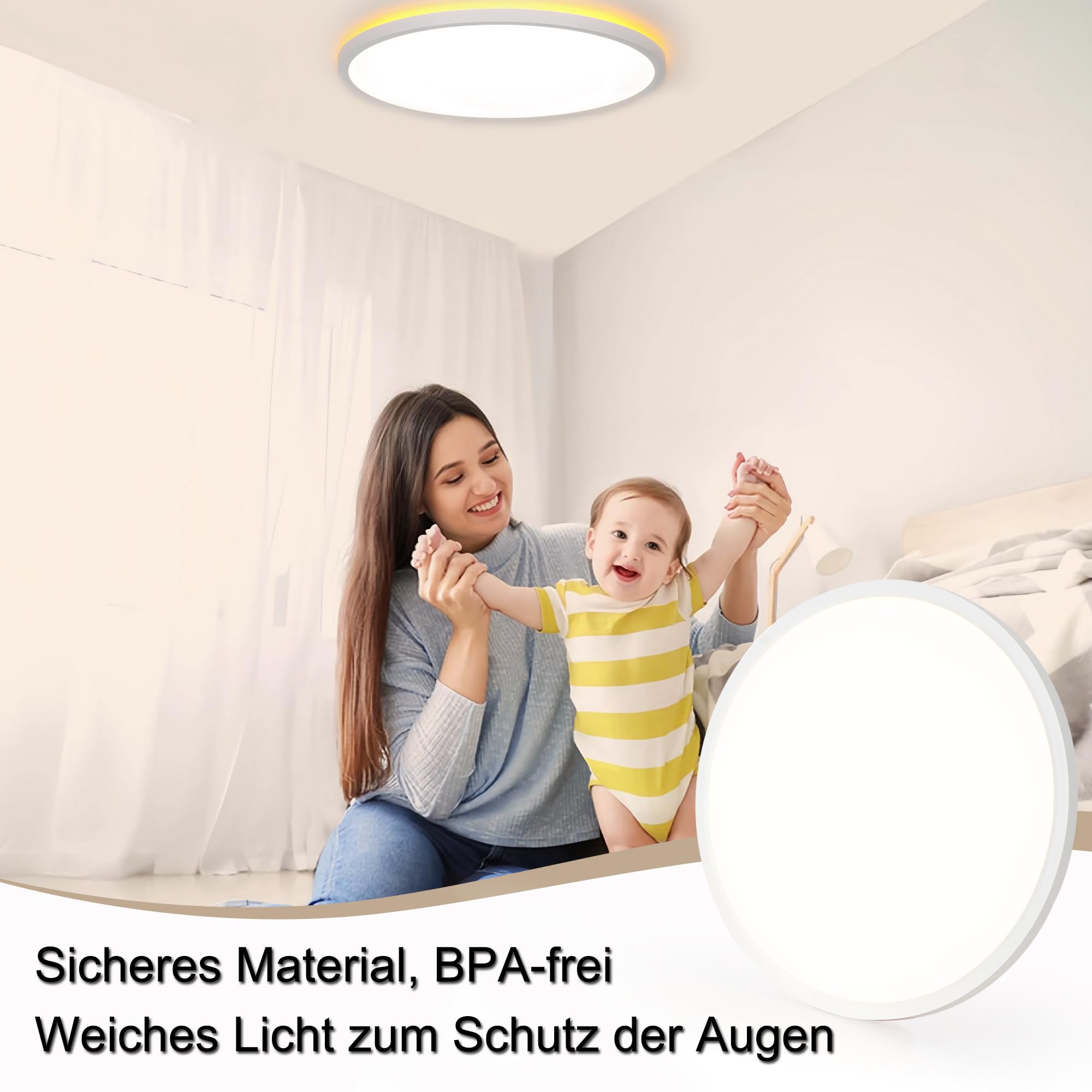 MoonYard LED Deckenleuchte Modern Rund Ø50cm | 50W, 5400lm, Dimmbar mit Fernbedienung, Flach, Für Schlafzimmer Kinderzimmer Wohnzimmer