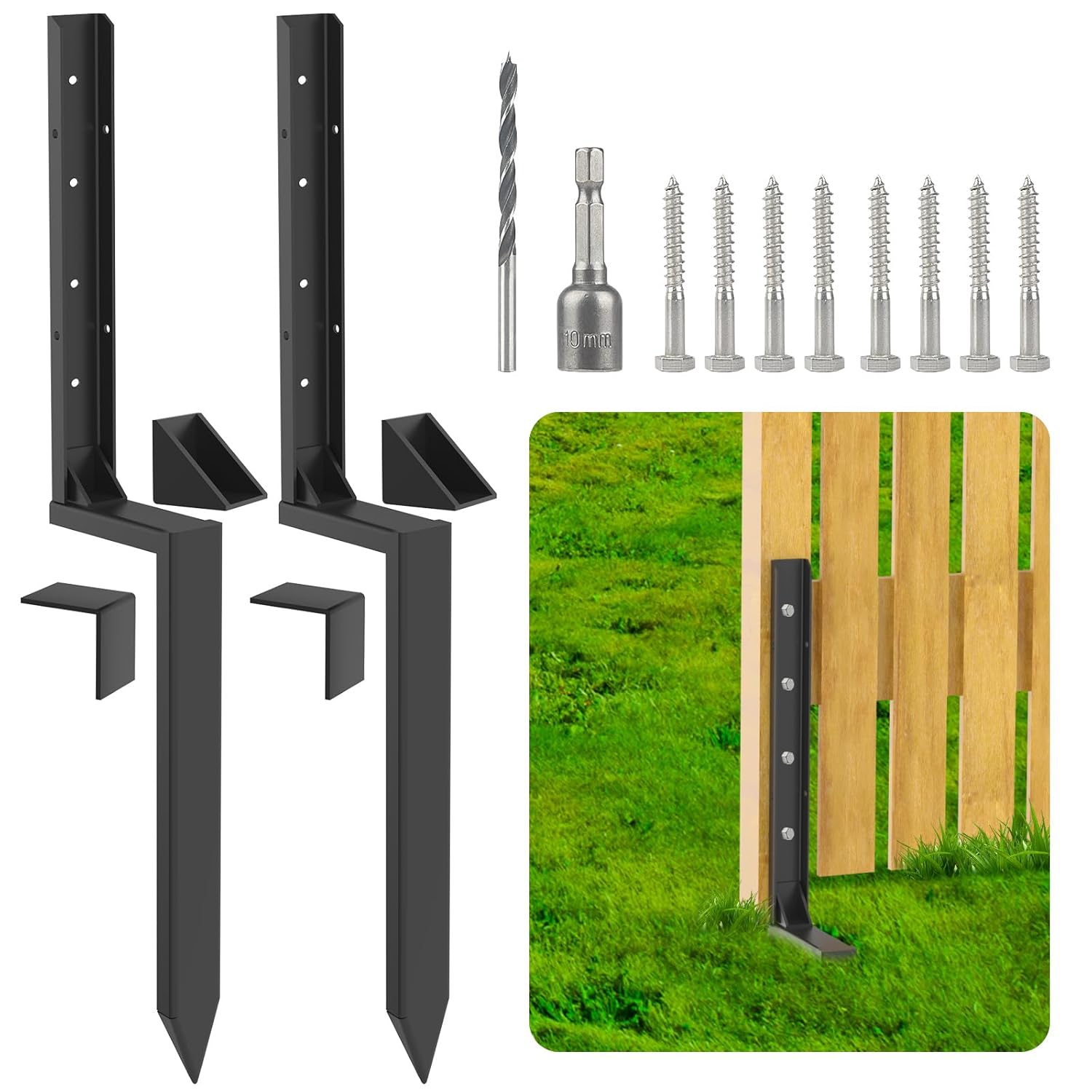 GZBEVITAR Fence Post Repair Kit 3.42 FT, Thickened Fence Mender for