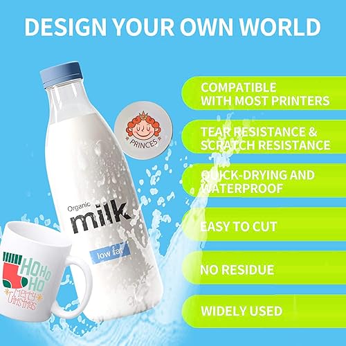 Vista 14 de Stampcolour - 30 hojas de papel adhesivo transparente imprimible para impresora de inyección de tinta, papel adhesivo de vinilo transparente de 8.5