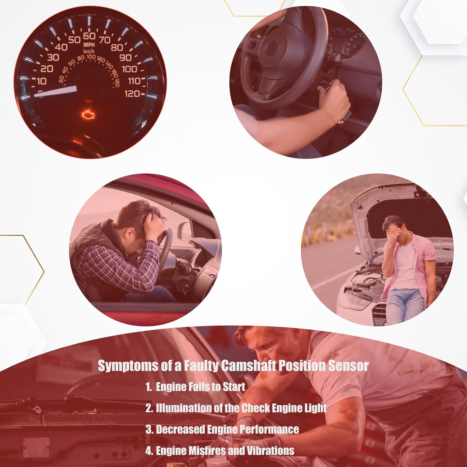 237311CA1A Camshaft Position Sensor Replacement for Armada NV2500 NV3500 Titan Titan XD FX50 M56 Q70 Q70L QX56 QX70 QX80 4PCS