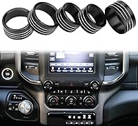 Vista 1 de Bolaxin Accesorios para Dodge Ram 2019 2020 2021 Cubierta de perilla de control interior AC/volumen/modo/AUTO/interruptor de navegación decoración