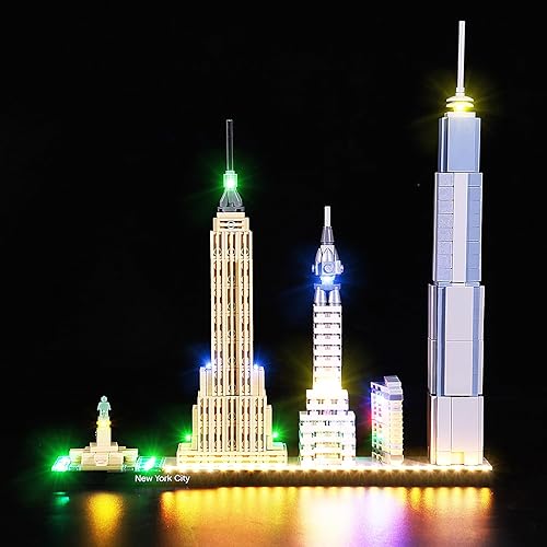 Kit de luz LED para el modelo de bloques de construcción de la ciudad de Nueva York, juego de luces compatible con Lego 21028 - Ilumina tu modelo de