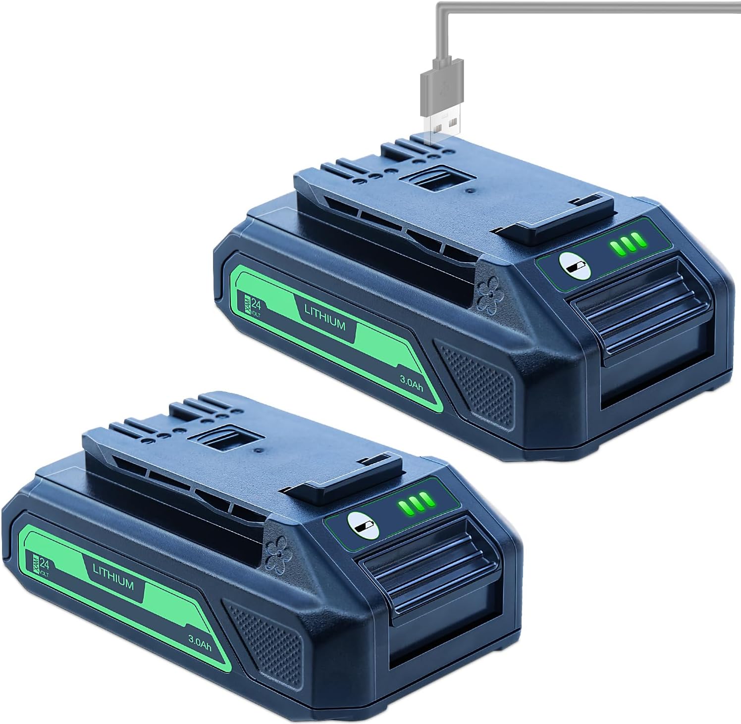 DTK 2 Packs 3.0Ah Replacement for Greenworks 24V Battery 29842 29852 BAG709 BAG710 for Compatible with 20352 22232 2508302 Tools 2 Packs