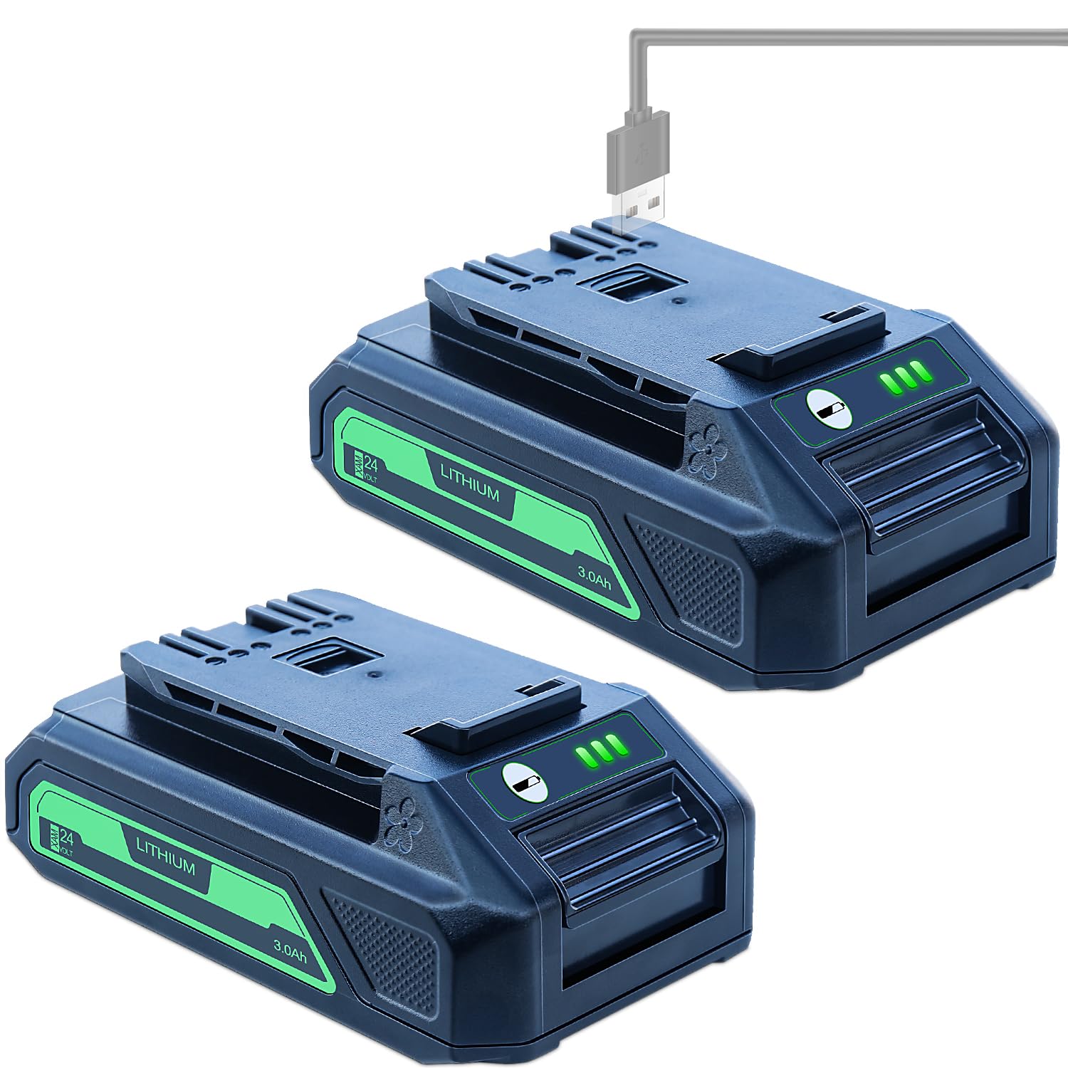DTK 2 Packs 3.0Ah Replacement for Greenworks 24V Battery 29842 29852 BAG709 BAG710 for Compatible with 20352 22232 2508302 Tools 2 Packs