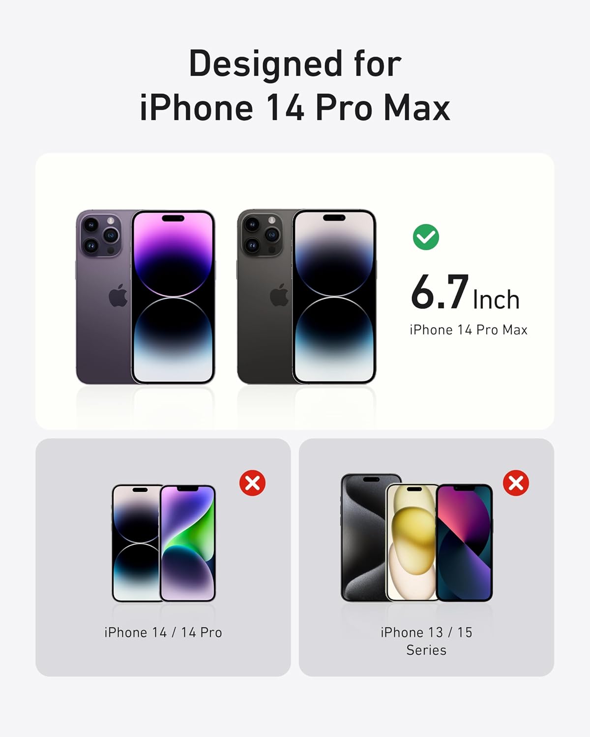 Anker Screen Protector for iPhone14 Pro Max, Bubble-and-Dust-Free iPhone HD Tempered Glass, Durable and Drop-Proof with 9H Hardness, Easy Installation Exclusively for iPhone14 ProMax (2-Pack)