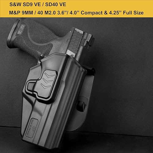 Miniatura 2 de OWB Funda de remo – Se adapta a S&W SD9 VE/ SD40 VE y M & P 9 MM/ 40 M2.0 3.6"/ 4.0" Compacto/4.25" Tamaño completo, funda de transporte de cintura