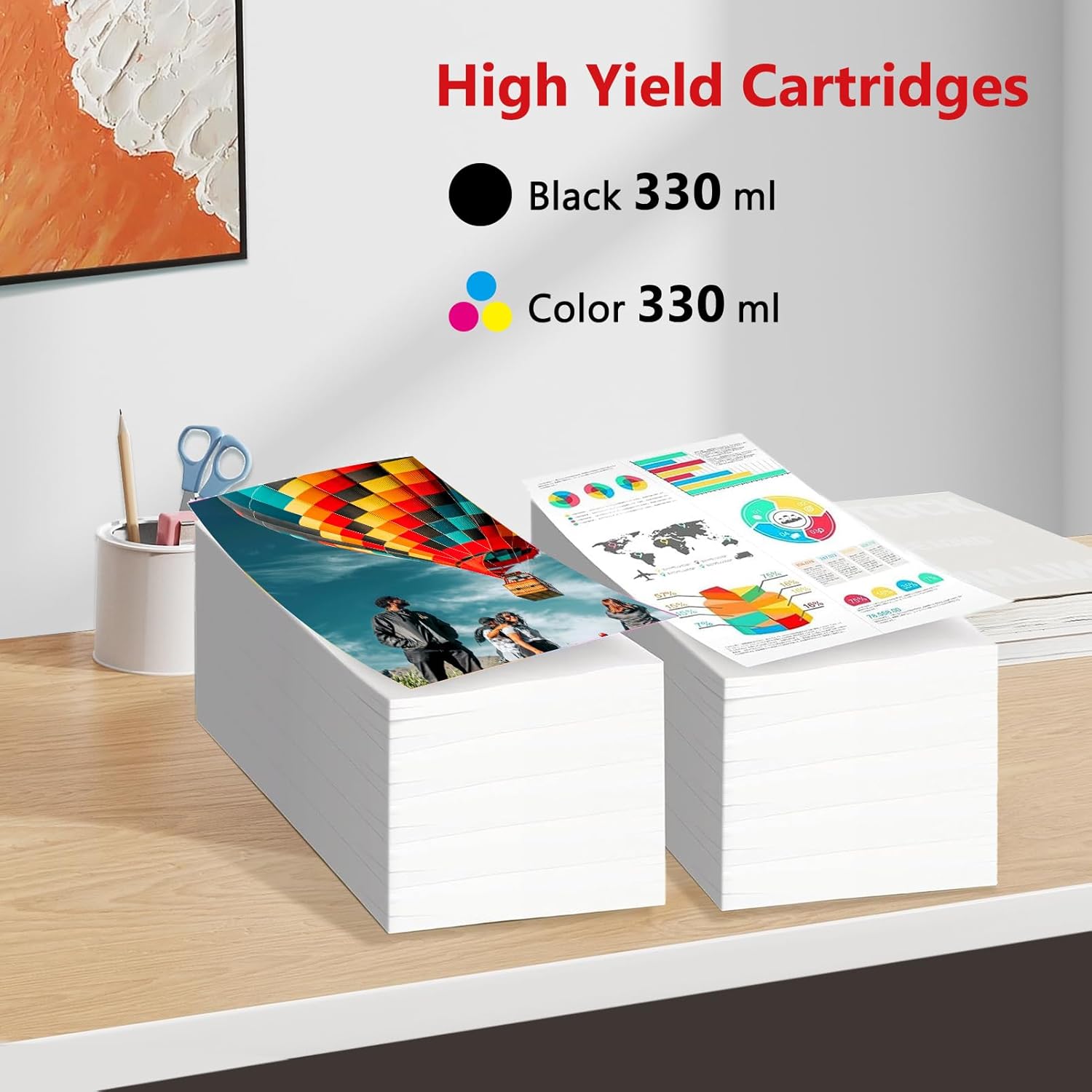 PFI-3300 Photo Black Ink Cartridge Pigment Ink Tank Repalcement for Canon PFI-3300 PBK for imagePROGRAF PRO-2600 PRO-4600 PRO-6600 GP-4600S GP-6600S Printers, 1 Pack 330ml