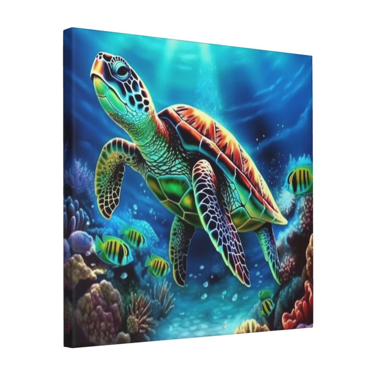 KLOPH Sea Turtles Diamond Painting Canvas Wall Art for Living Room 16"x16" Modern Artwork Painting for Bathroom Hanging Canvas Prints Aesthetic Wallart for Bedroom Kitchen Office Wall Decor