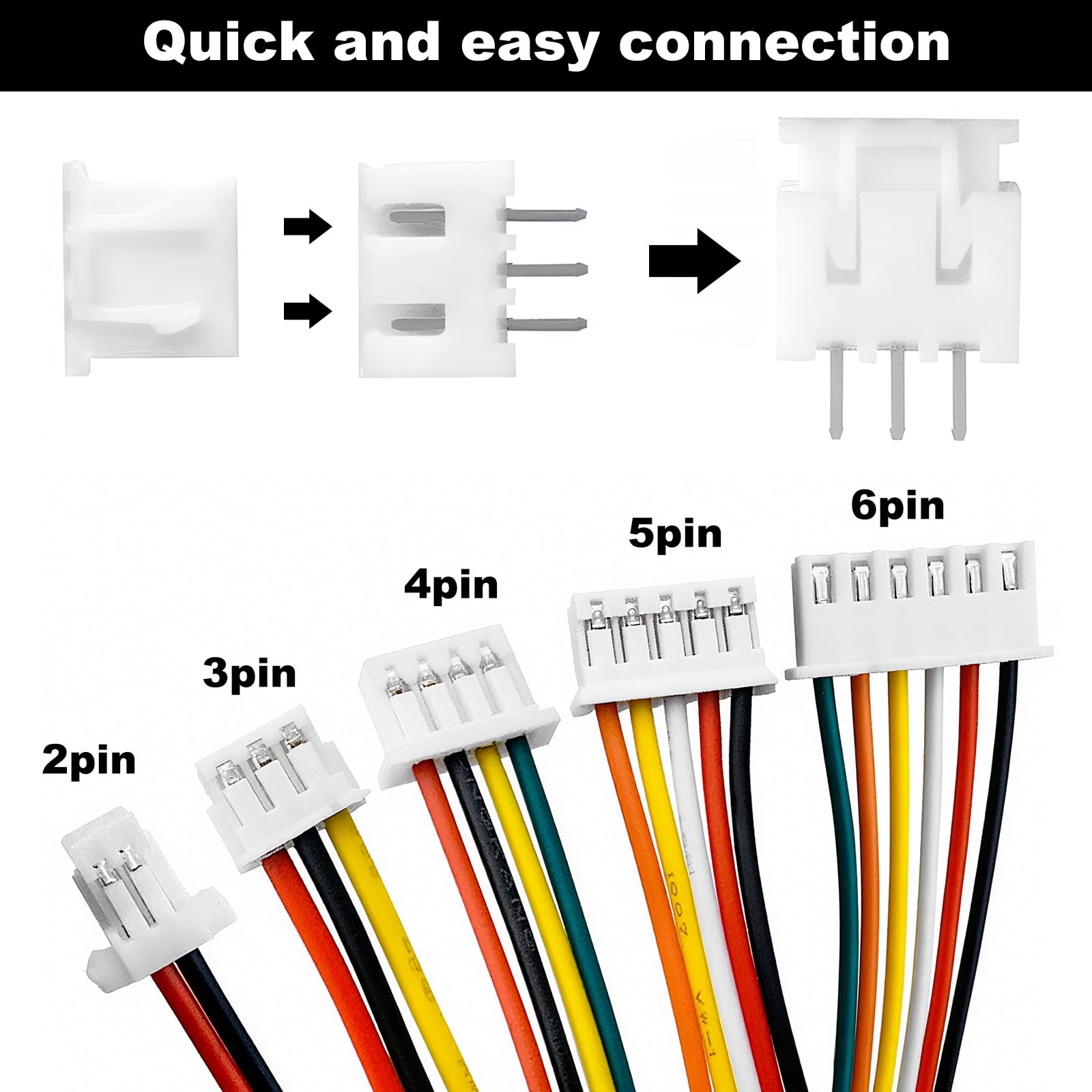 Nadisean 600 PCS JST Connector Kit 2.00mm Pitch, JST-PH 2/3/4/5/6 Pin Housing Female and Male Connector Plug - Image 3