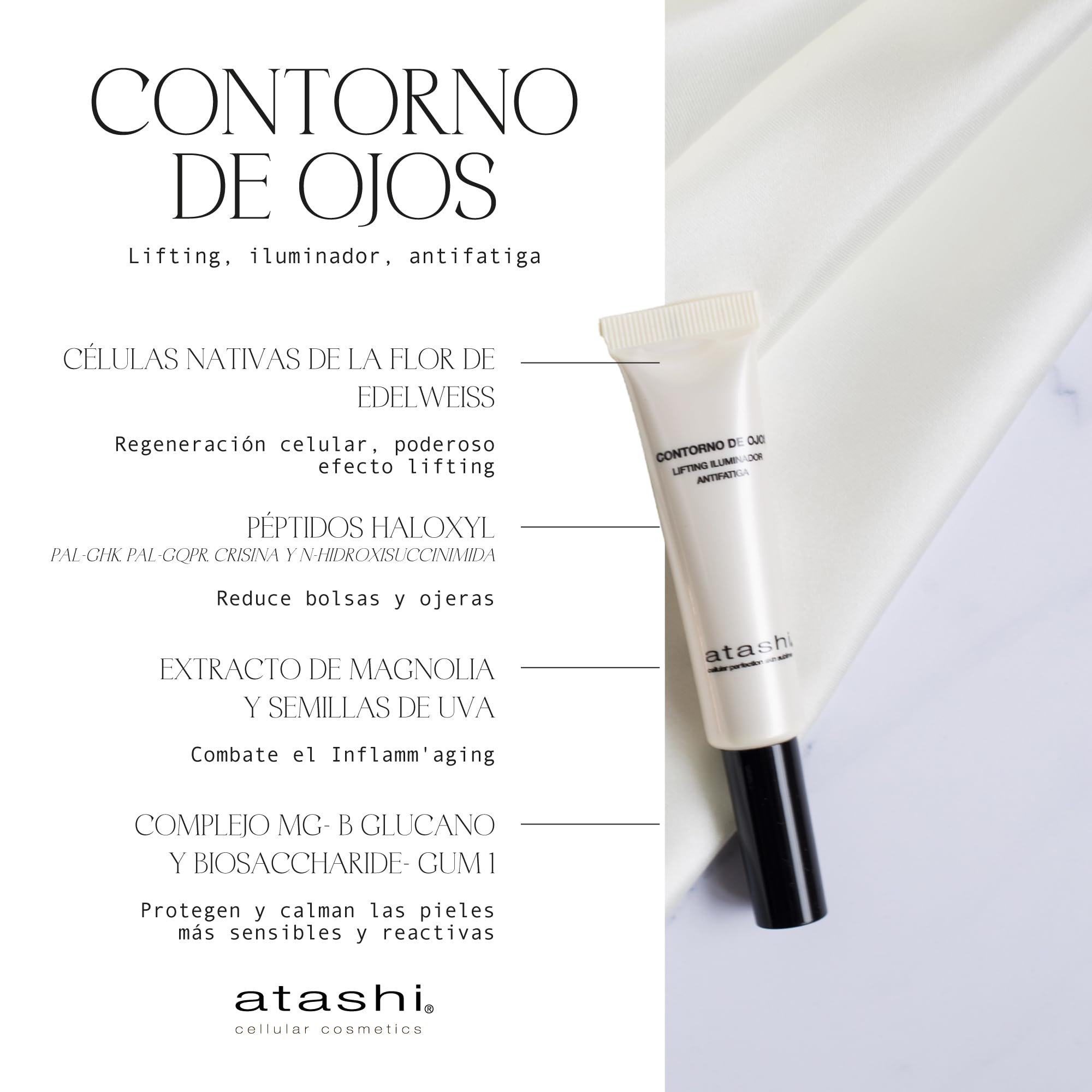 Atashi Ritual Lifting Iluminador, Serum Alta Eficacia Lifting-firmeza + Contorno de Ojos iluminador + Gua Sha Spoon, 50 ml + 15ml