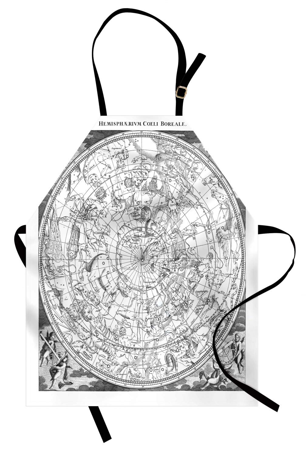 ABAKUHAUS Constellation Apron, Detailed Vintage Boreal Hemisphere Astronomy Ancient Antique Figures Artwork Print