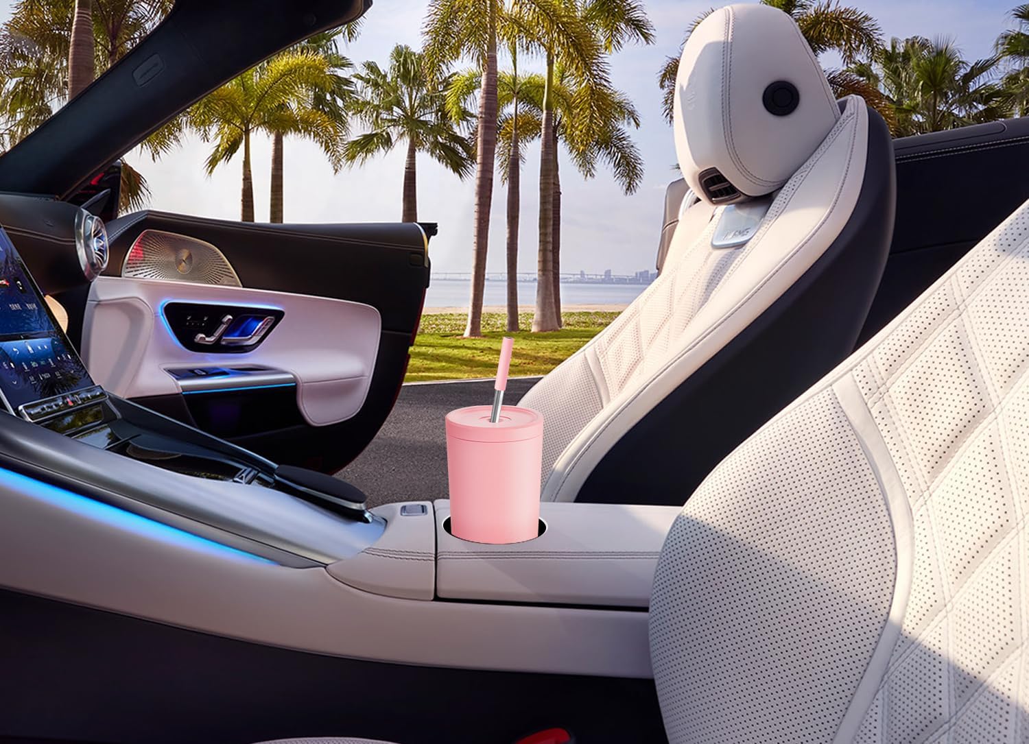 Meoky 24 oz Insulated Tumbler with Lid and Straw, Stainless Steel Vacuum Insulated Tumbler, Keeps Cold for 24 Hours, 100% Leak Proof, Fits in Car Cup Holder (Blush) - Image 4