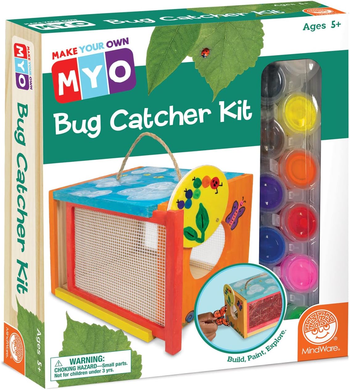 MindWare Make Your Own Bug Catcher Kit for Kids – Includes 12 Paint Colors, Glue, 3 Brushes & Guidebook – DIY Craft for Kids Ages 5+