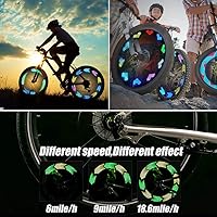 Vista 6 de Solhice 2 luces LED recargables para ruedas de bicicleta, luces impermeables para radios de bicicleta, 30 patrones de luces de neumáticos