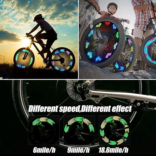 Miniatura 6 de Solhice 2 luces LED recargables para ruedas de bicicleta, luces impermeables para radios de bicicleta, 30 patrones de luces de neumáticos de