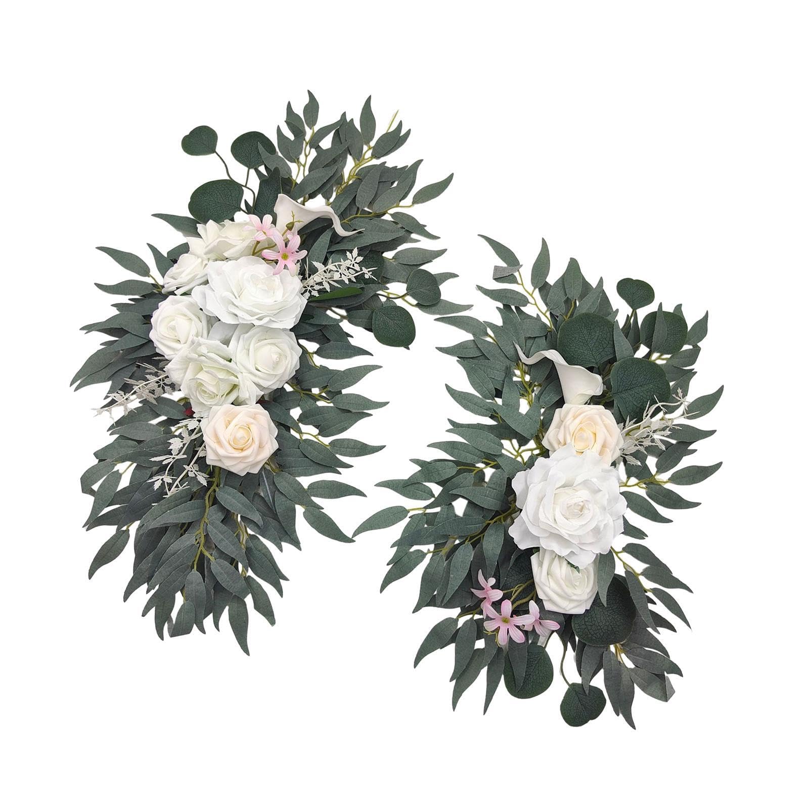 QUXVUIS Silk Flower Wedding Arch Decoration With Beautiful Green Leaves Charming Reception And Party Displays Flower Swag Arch Decor Outdoor Rose Arrangements