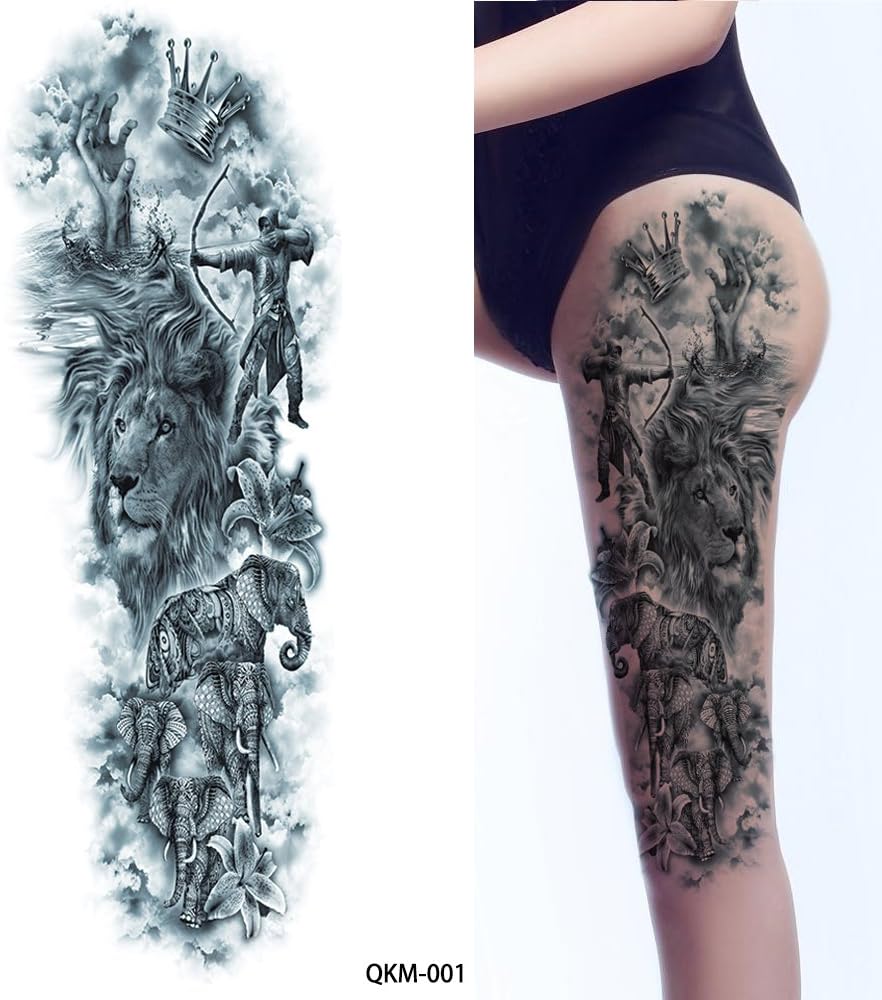 4 Sheets Ancient Greek Mythology Style Big Temporary Full Arm Leg Waist Art Tattoo Sticker Sexy Summer