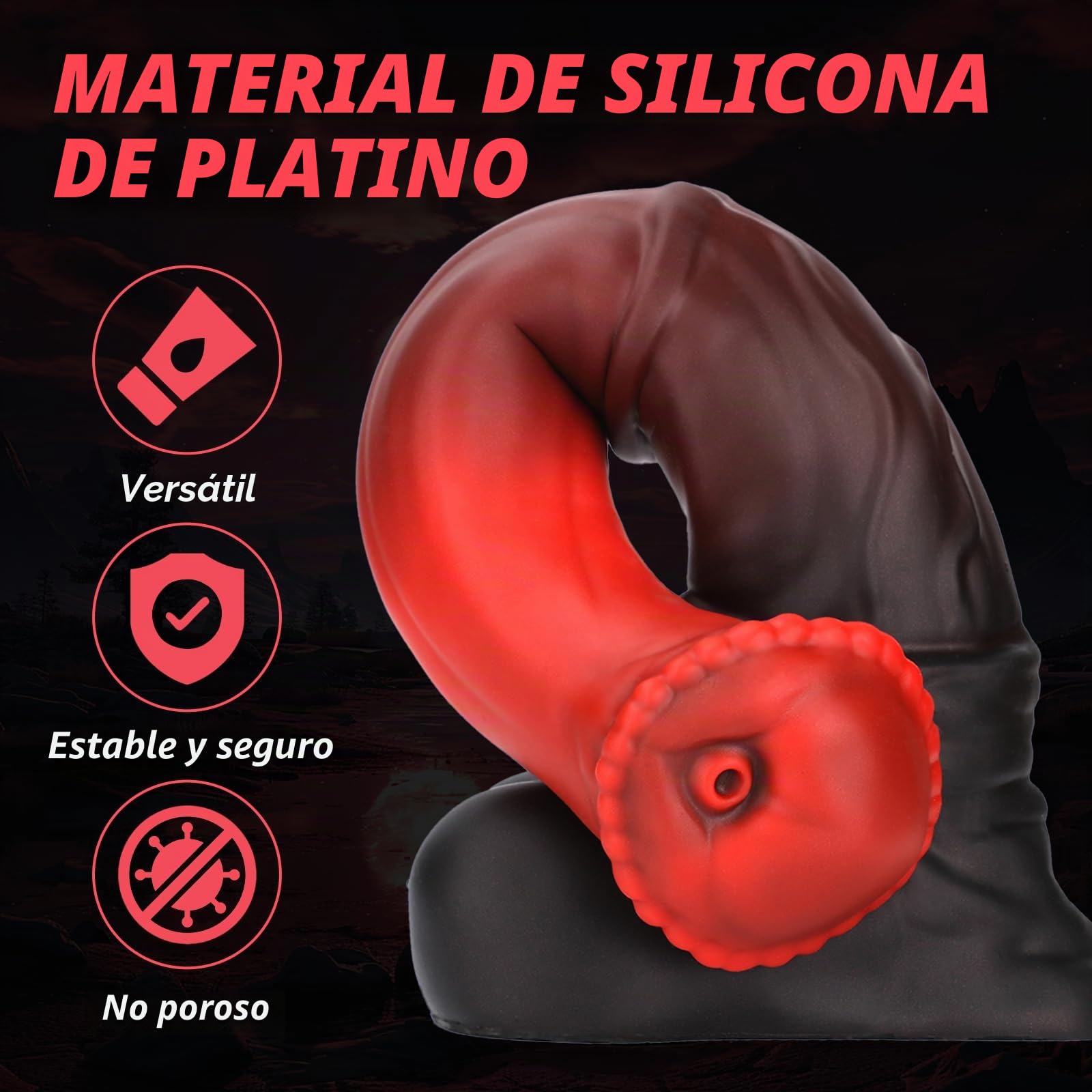 Nothosaur「CONOLA」Caballo Consolador Eyaculador Mujer Hombre con Ventosa, Fantasy Dildo Juguetes Sexuales Eróticos Parejas/Gay/Lesbiana, Tallas de Plug Anal a Enorme, Demonio Rojo, XXL (38 cm)