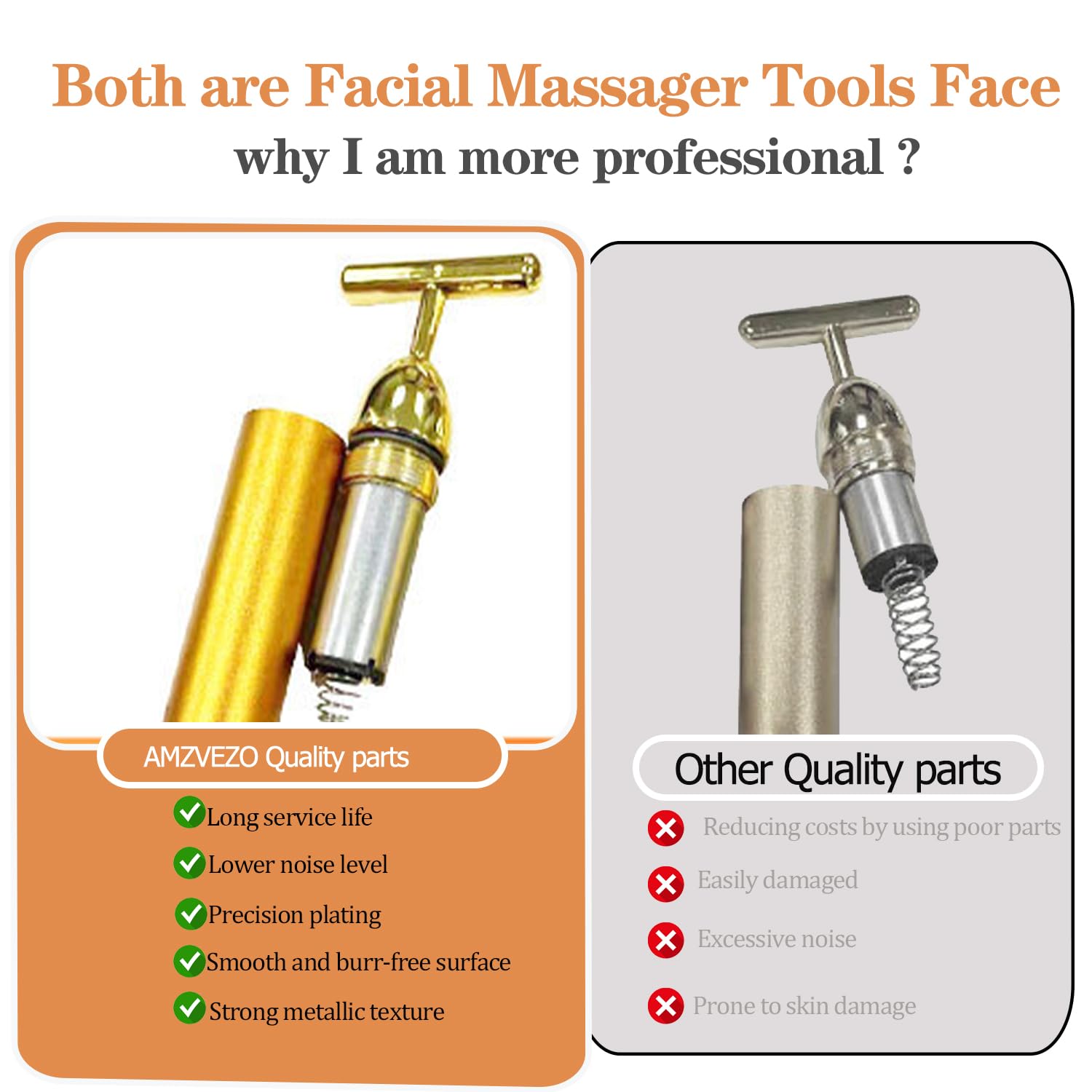 Beauty Bar 24K Gold Gesichtsmassagegerät - Gesicht T-Form Werkzeug zur Hautpflege Straffung mit ergonomischem Design (Grau)