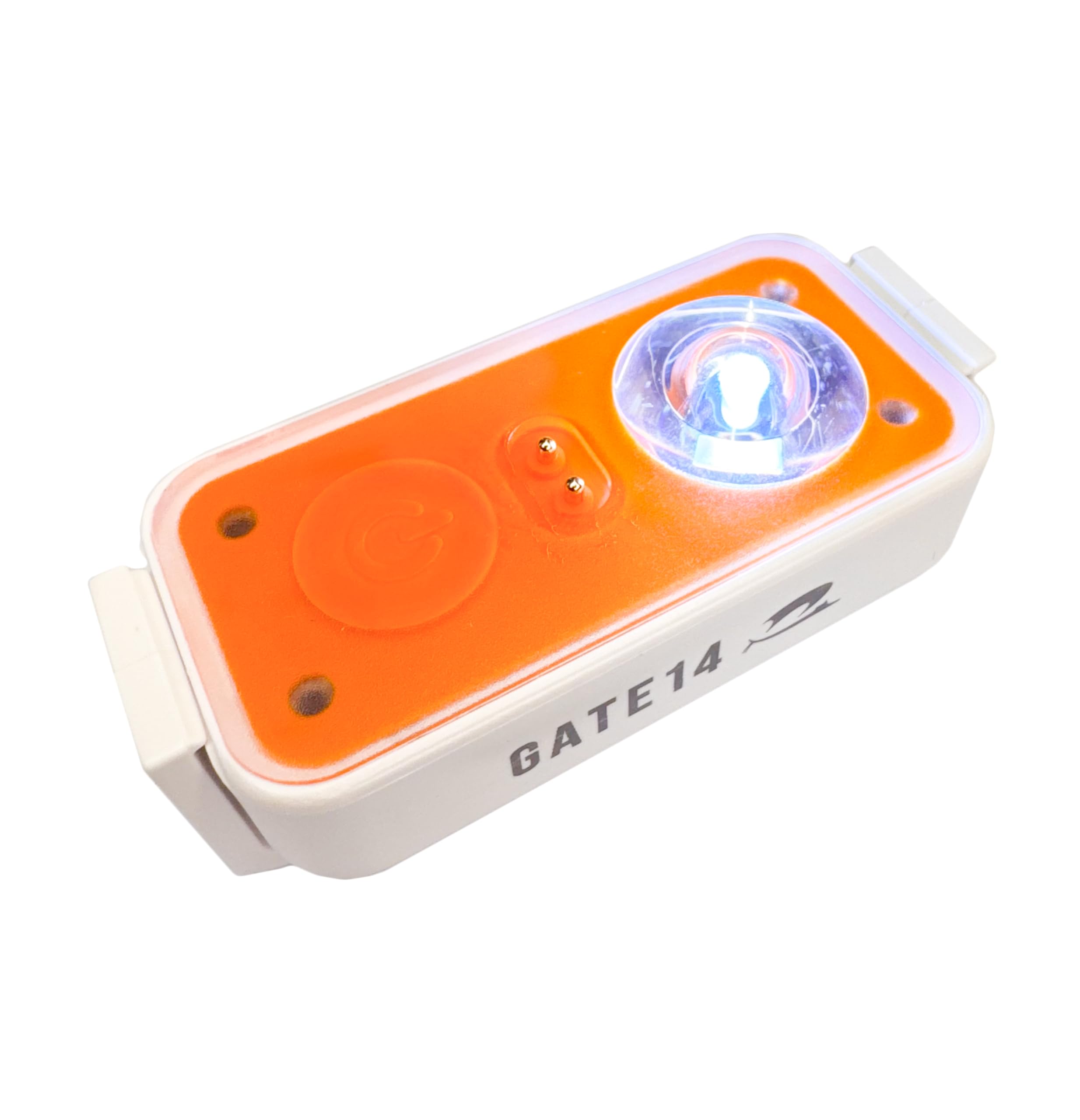 GATE14 Luce LED Lampeggiante per Giubbotto di Salvataggio SOLAS MED, Attivazione Automatica in Acqua, 36h Durata, 0,75 cd, Clip Inclusa, Batteria Inclusa, Conforme UE 2022/1157