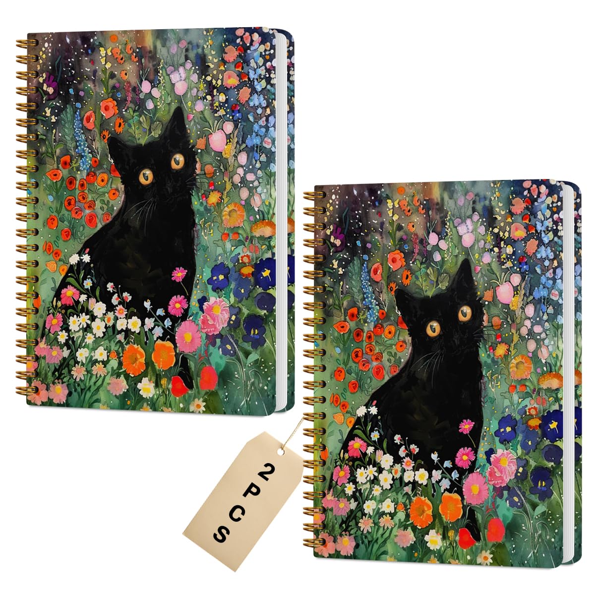 2 Packs Cat Spiral Notebook Pretty Aesthetic College Ruled Journaling Notebooks Cat Themed Gifts for Women Mom Teacher Friend Journals for Writing Notebook Journal Office Classroom Home Supplies