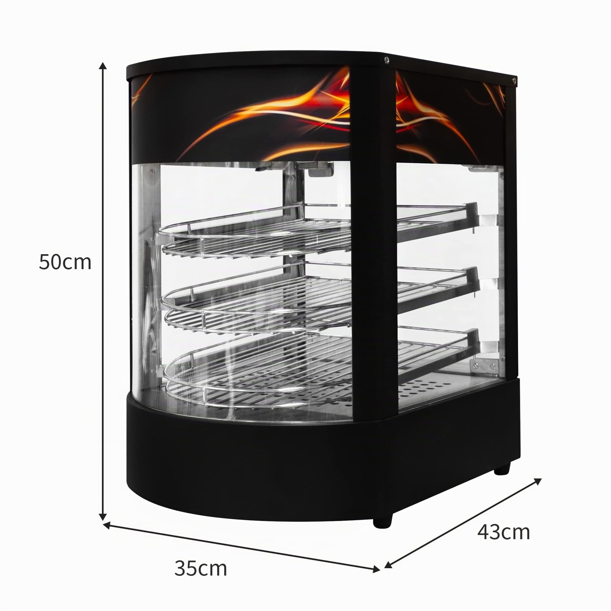 KuKoo Vitrina Expositora Caliente Pizzas Calienta Comida Eléctrica 30-85°C con 3 Estantes Luz Interna Termostato Ajustable + Pinzas Gratis Calentador Buffet Alimentos para Gastronomía 2 Años Garantía