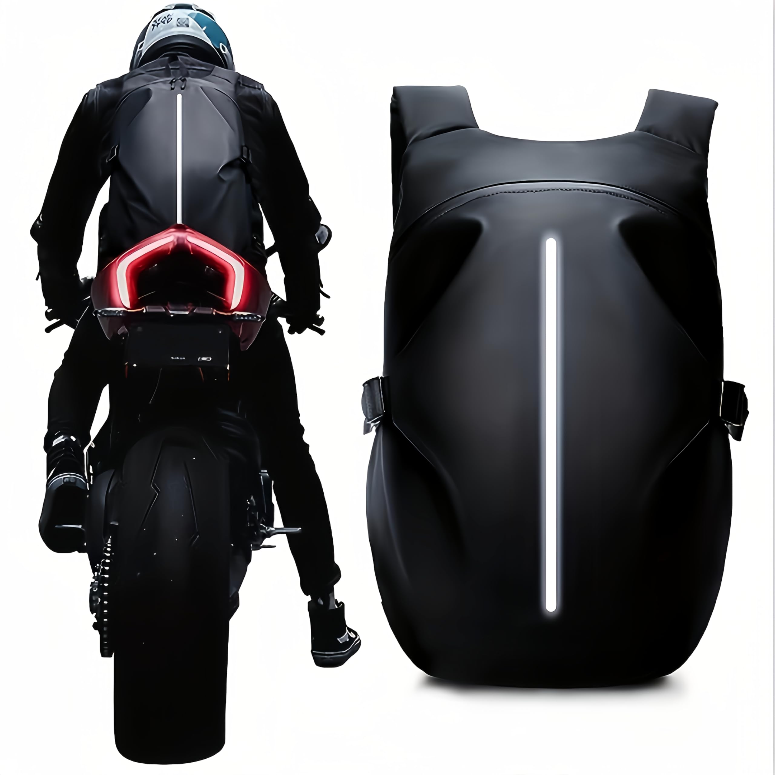 ONEMAJI Motorbike Helmet Rucksack for BMW C600 Per Sport C650GT C 650 Per GT C650GT, Motorcycle Pillion Tail Bag Reflector Strip Rider Luggage Carrier Street Riding Touring Journey