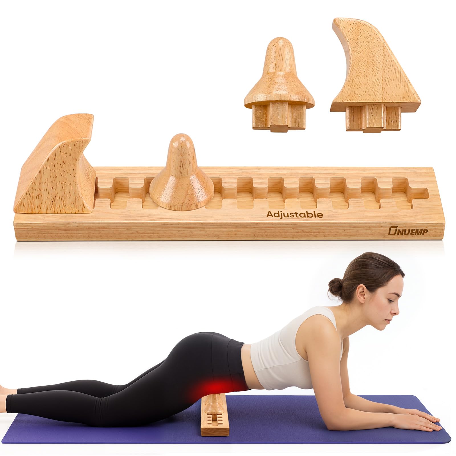 Psoas - Outil de massage en bois - Système de crochet réglable pour la relaxation musculaire, les fléchisseurs de la hanche, le dos, les cuisses, les fesses, l'iliaque, la nuque et les tissus profonds