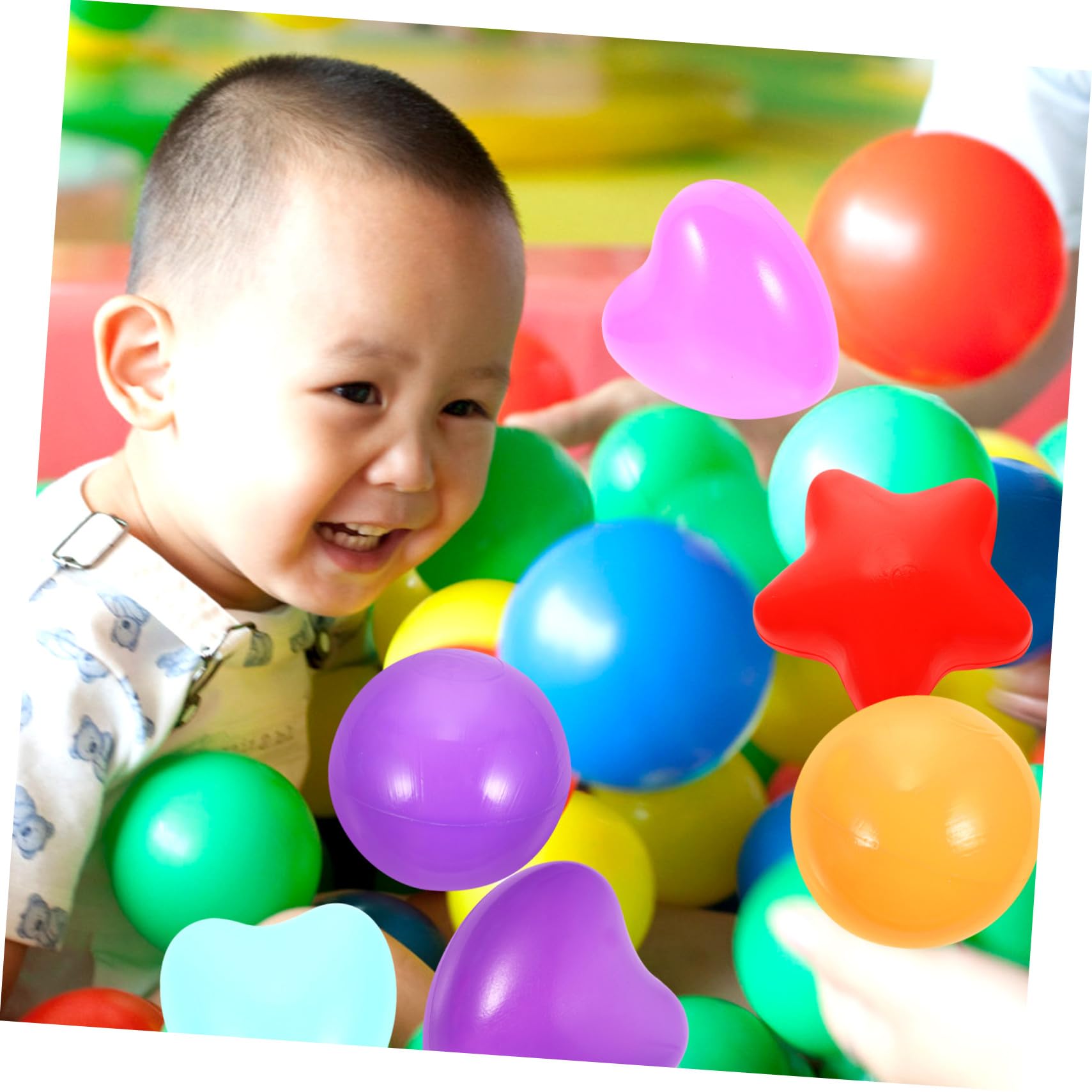minkissy 150 Piezas de Bolas de Plástico en Forma de Corazón y Figura de Cinco Puntas para Niños, Promoviendo Actividad Física en Parque Recreativo y Piscina