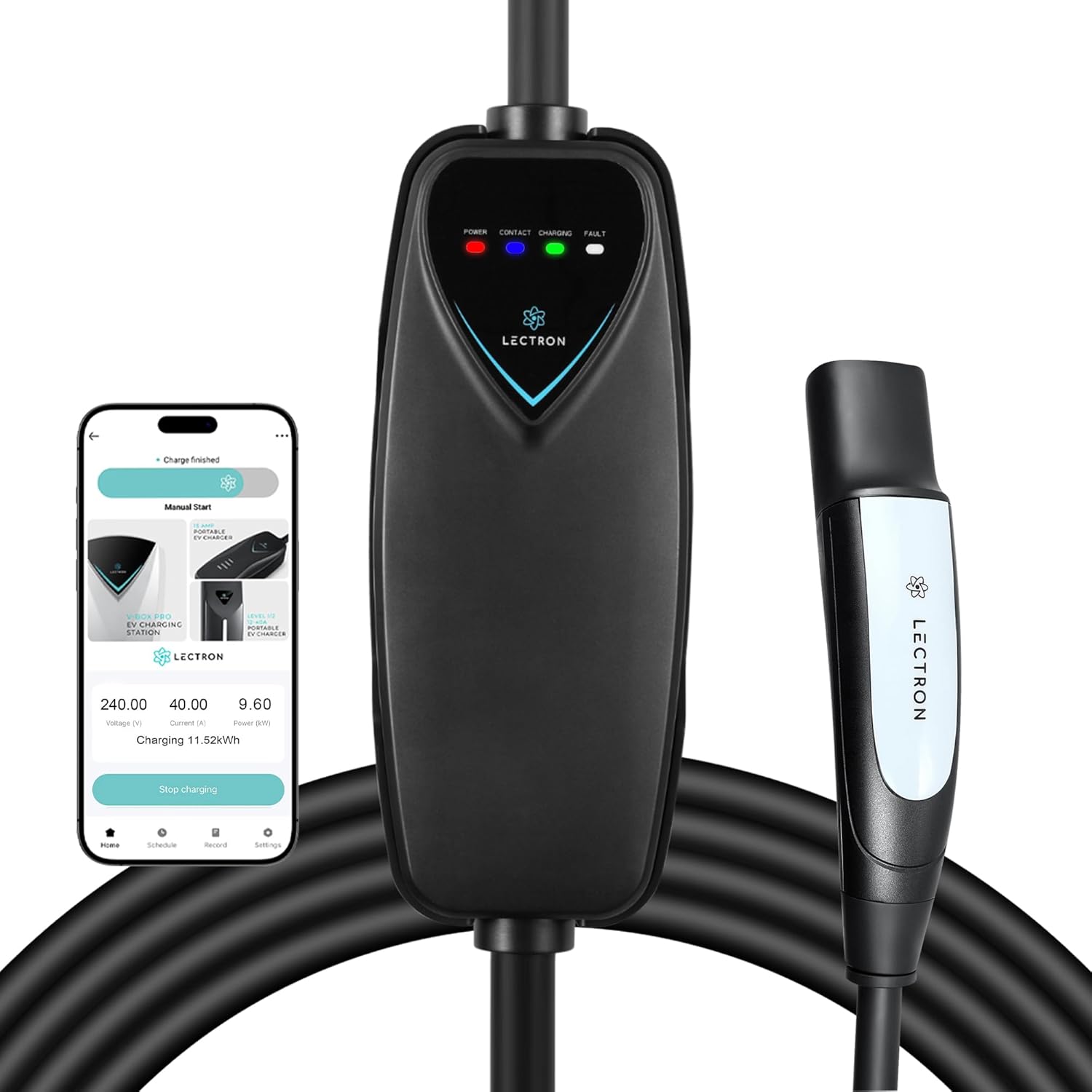 Lectron Level 2 Tesla Charger (WiFi Version) - 240V, 40 Amp, NEMA 14-50 Plug, 16 ft Extension Cord - Portable Electric Car Charger for Tesla - Compatible with All Tesla Models 3/Y/S/X Level 2 40A WiFi