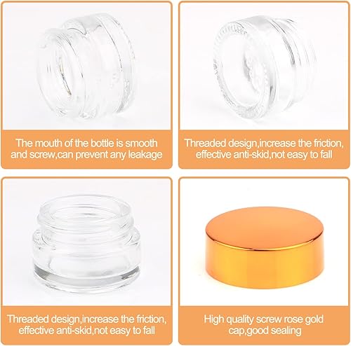 Miniatura 4 de Wresty 19 frascos de vidrio transparente para cosméticos, 0.18 oz, redondo, recargable, recipiente para crema cosmética, contenedor vacío para