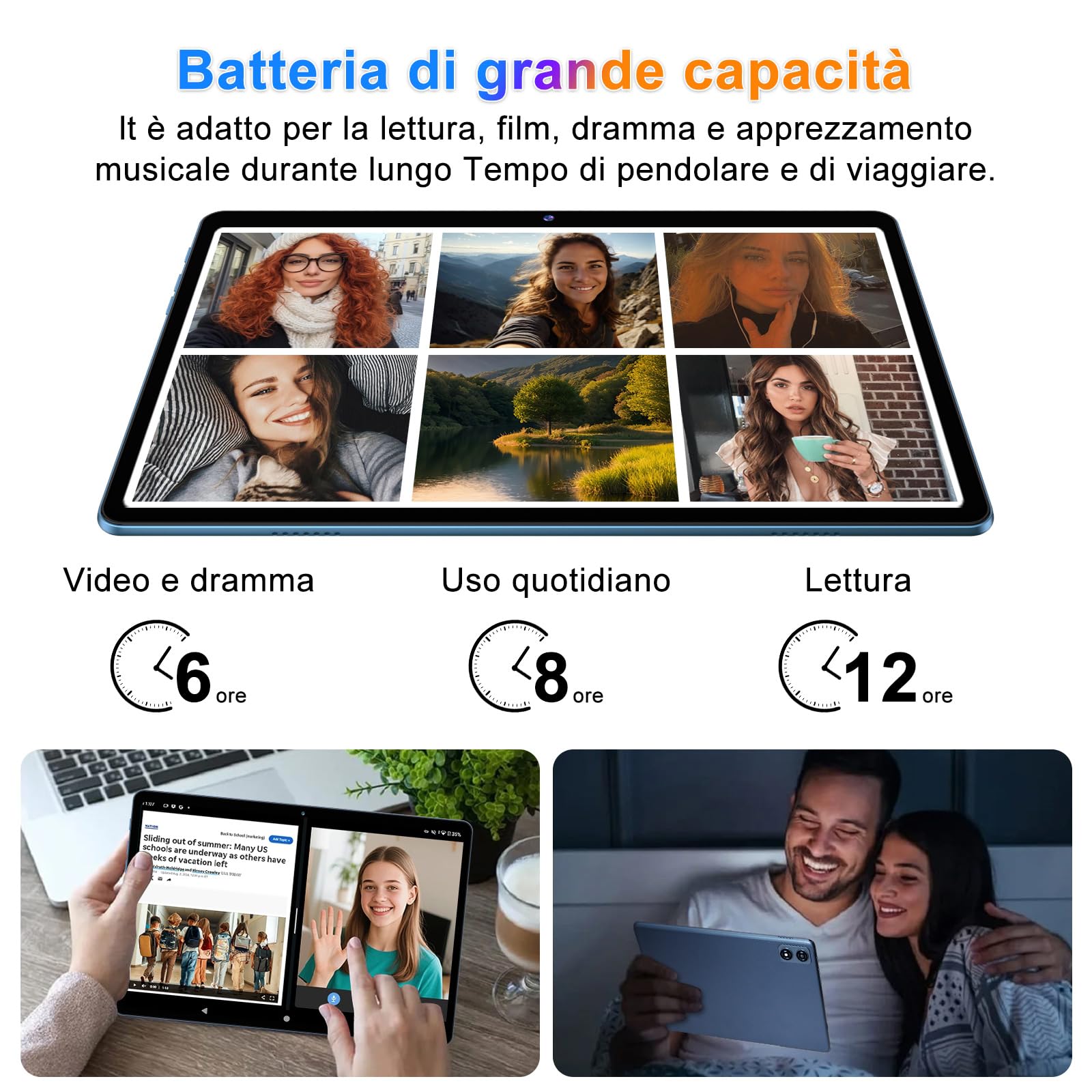 fezawio F10 Tablet 10 Pollici, Tablet Android 14, 22 GB RAM+128 GB ROM |1TB TF |8000mAh |5G Wi-Fi |Octa-Core |Widevine L1 |2.0Ghz Tablet PC Con Tastiera Mouse Fondina, Migliore Regalo-Blu