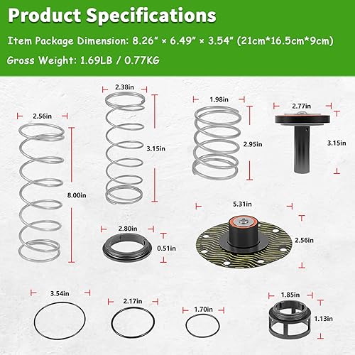 Miniatura 6 de Kit de reparación completo de 1-14"-2" que sustituye al kit de reparación Wilkins 975XL 975XL2, compatible con Wilkins 975XL 975XL2 Preventer de