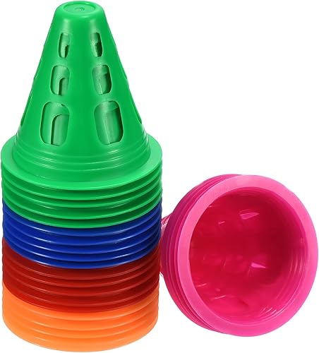 Miniatura 1 de PATIKIL Conos de agilidad, paquete de 25 marcadores deportivos de entrenamiento con agujeros cuadrados para fútbol, patinaje sobre ruedas,