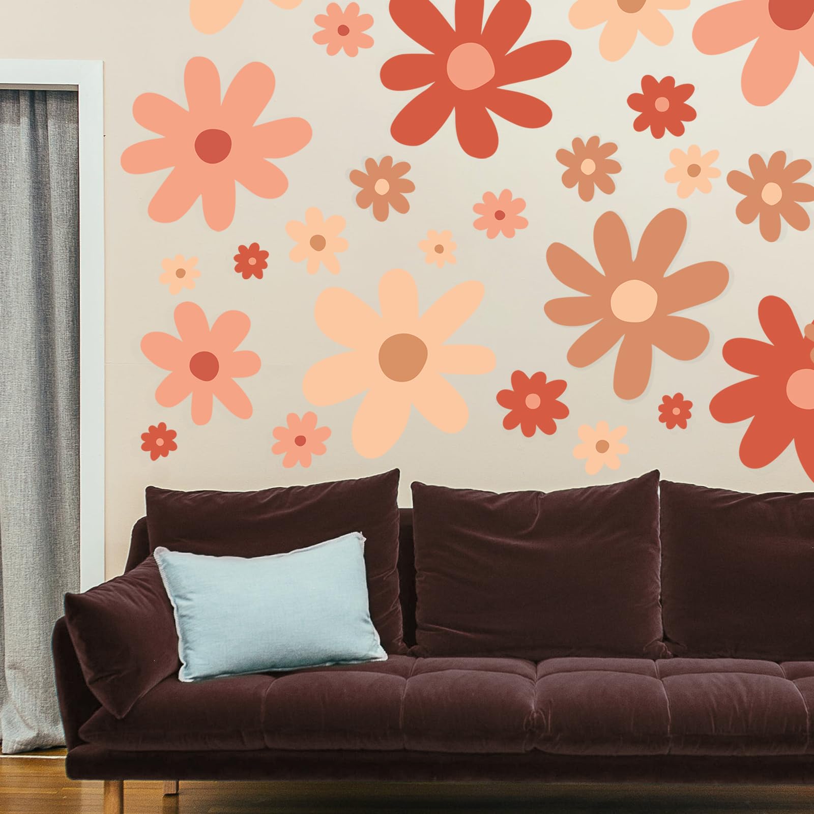 Daisy Flower Wall Decals - 20 Pack, 5x5 Inch Peel And Stick Vinyl Stickers For Nursery, Bedroom, Living Room