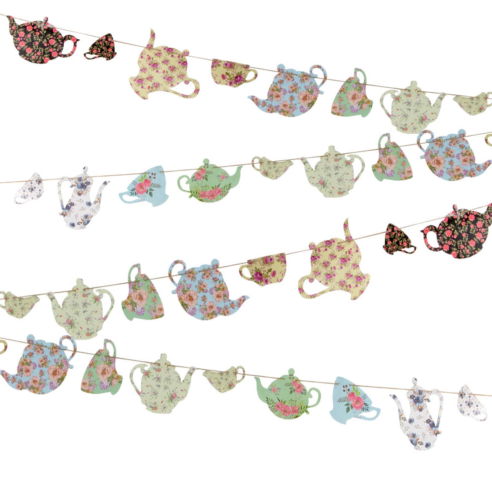 Tea Party Bunting Banner Decorations,For Mad Hatter Tea, Birthday Party, Baby Shower, Garden，Girls Party Birthday Day Baby Shower Wedding Alice in Wonderland Decor