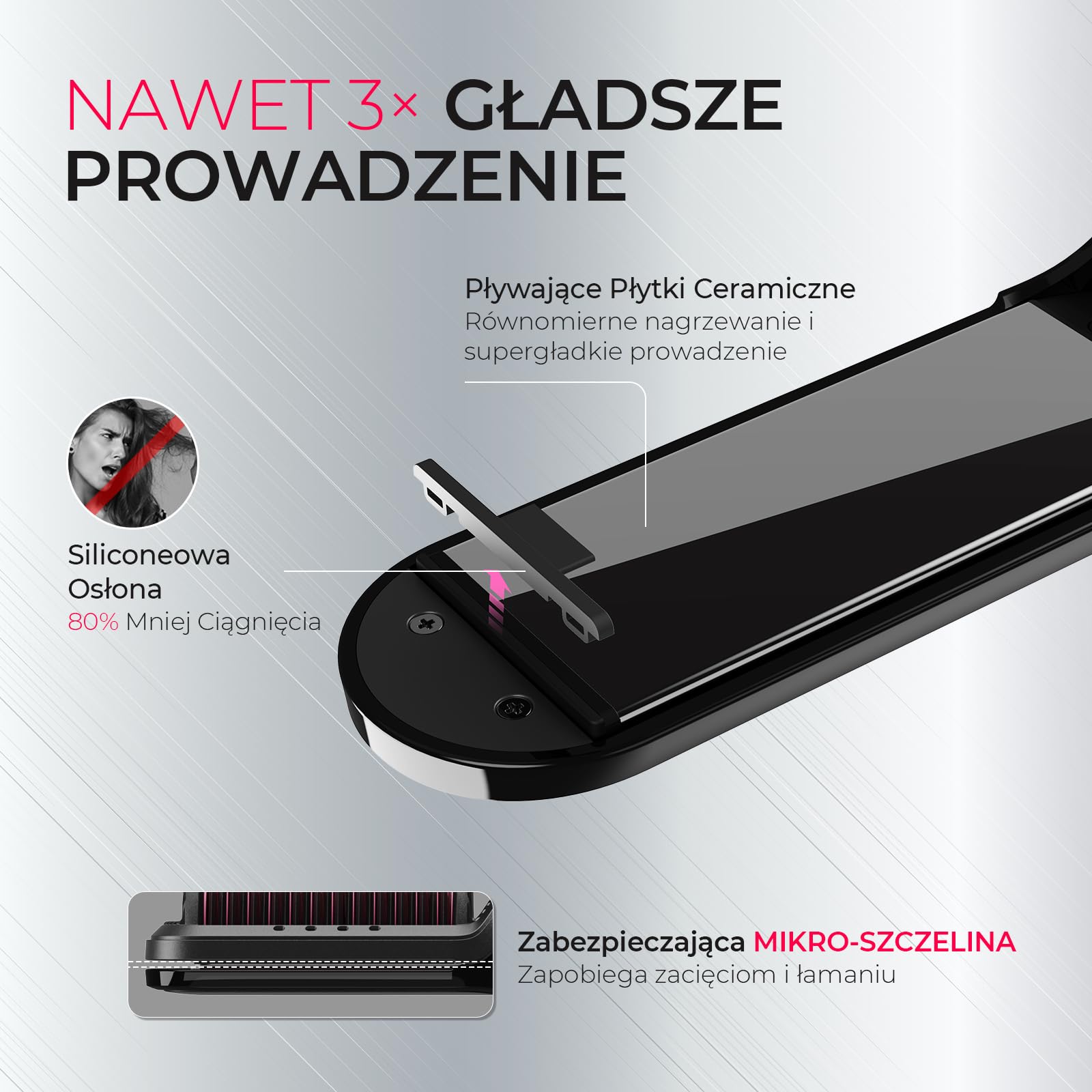 TYMO FLIPRO Szczotka do prostowania włosów 2 w 1 i płaska żelazka z 200M jonami ujemnymi, podwójne napięcie, gorący grzebień przeciw oparzeniom, włosy bez puszenia się, gładkie i błyszczące, mniej