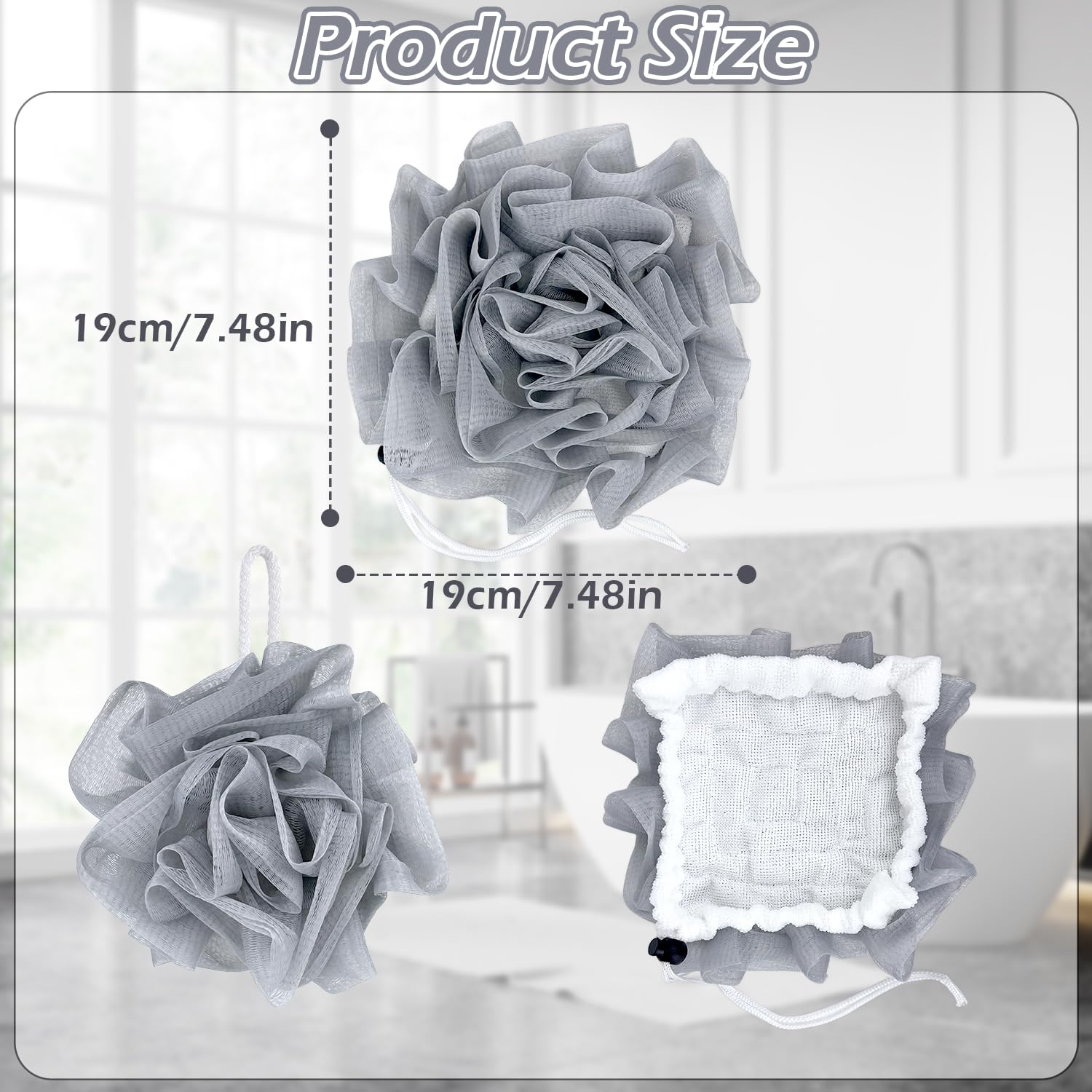 2-In-1 Bath Sponge, Shower Puff Loofah Shower Puff Loofah Sponge Bath Scrunchies Scrubbing and Cleaning - Image 2