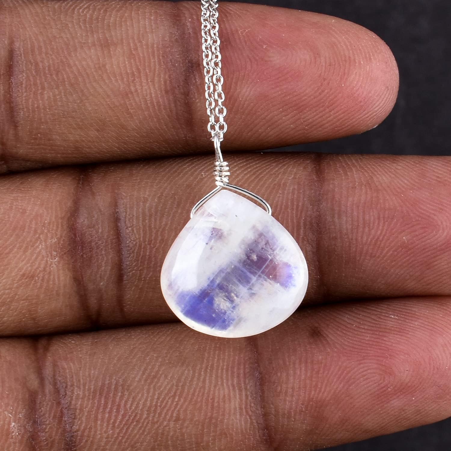 InfinityGemsArt Natural Moonstone Pendant Necklace For Women Perfect Gift This Christmas for June Born Lady Love Handmade in 925 Sterling Silver Chain 18 Inch - Image 5